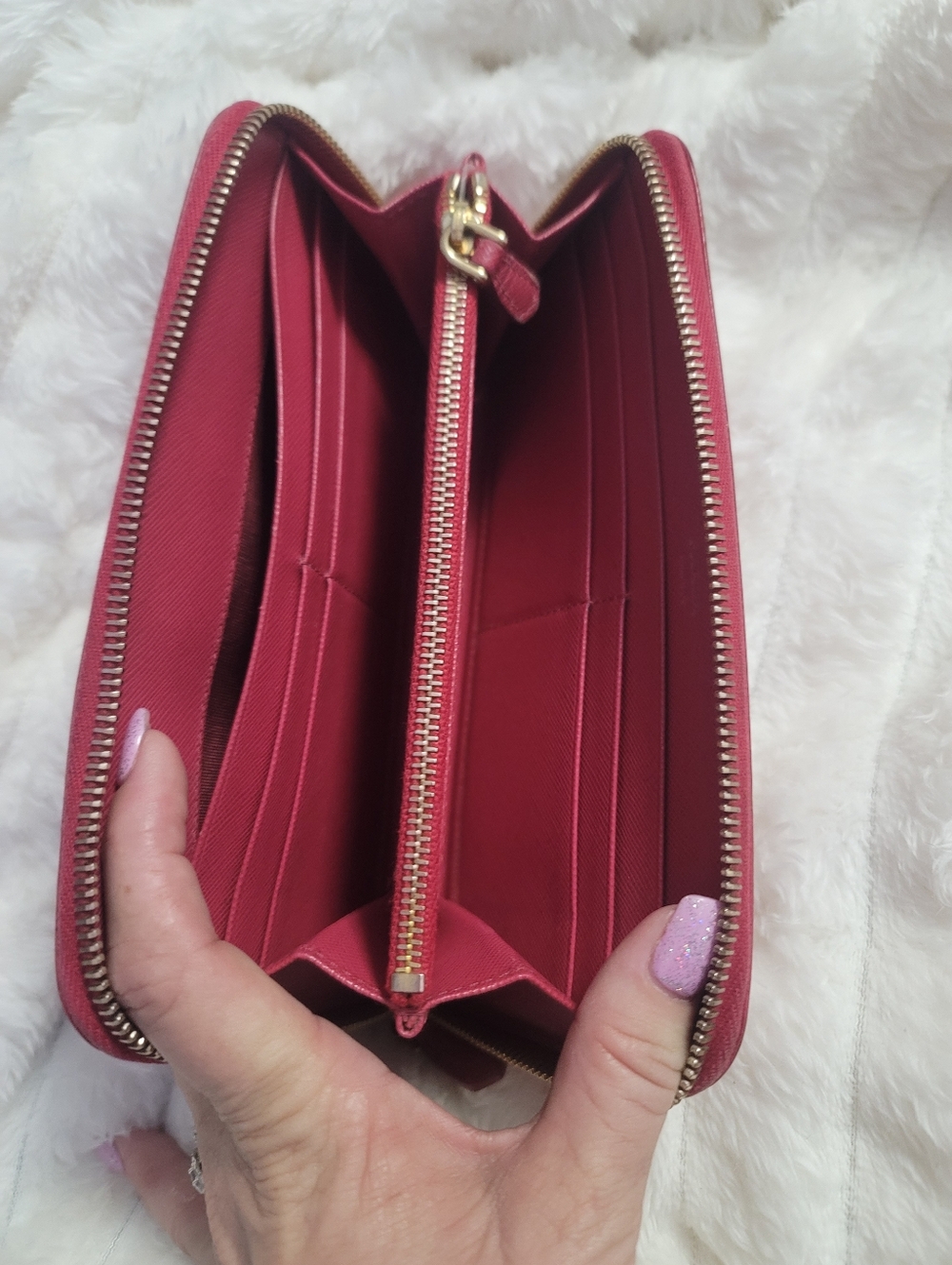 PRADA Ribbon Round Zipper Long Wallet Authentic - Picture 7 of 8